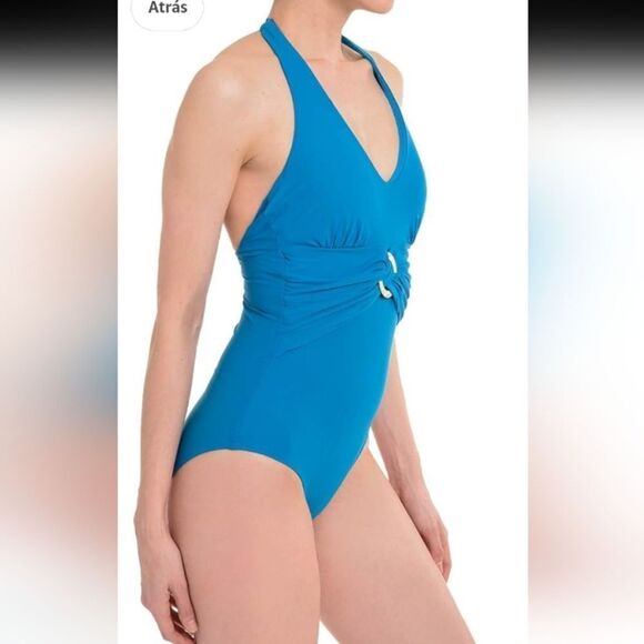 NWT Spanx Shaping Swimsuit One-piece Bayside Blue Halter 12 - Picture 15 of 16